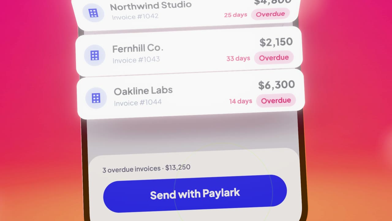 Finished film, shot 3: a close-up of the Send with Paylark button