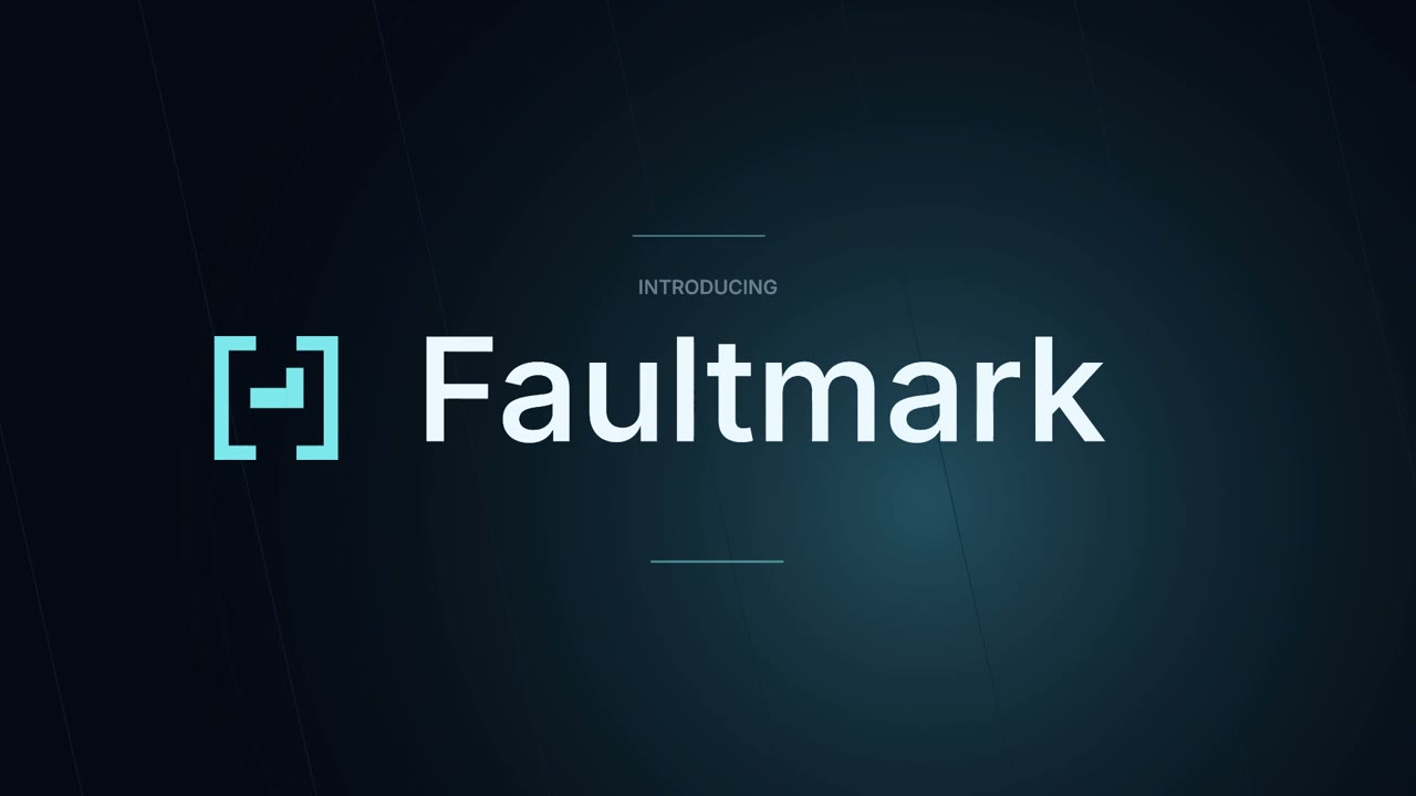 The Faultmark bracket mark and name on midnight navy